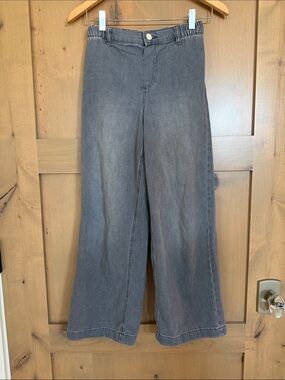 Zara Wide-Leg Kids Soft Pants 100% Cotton in Washed Gray